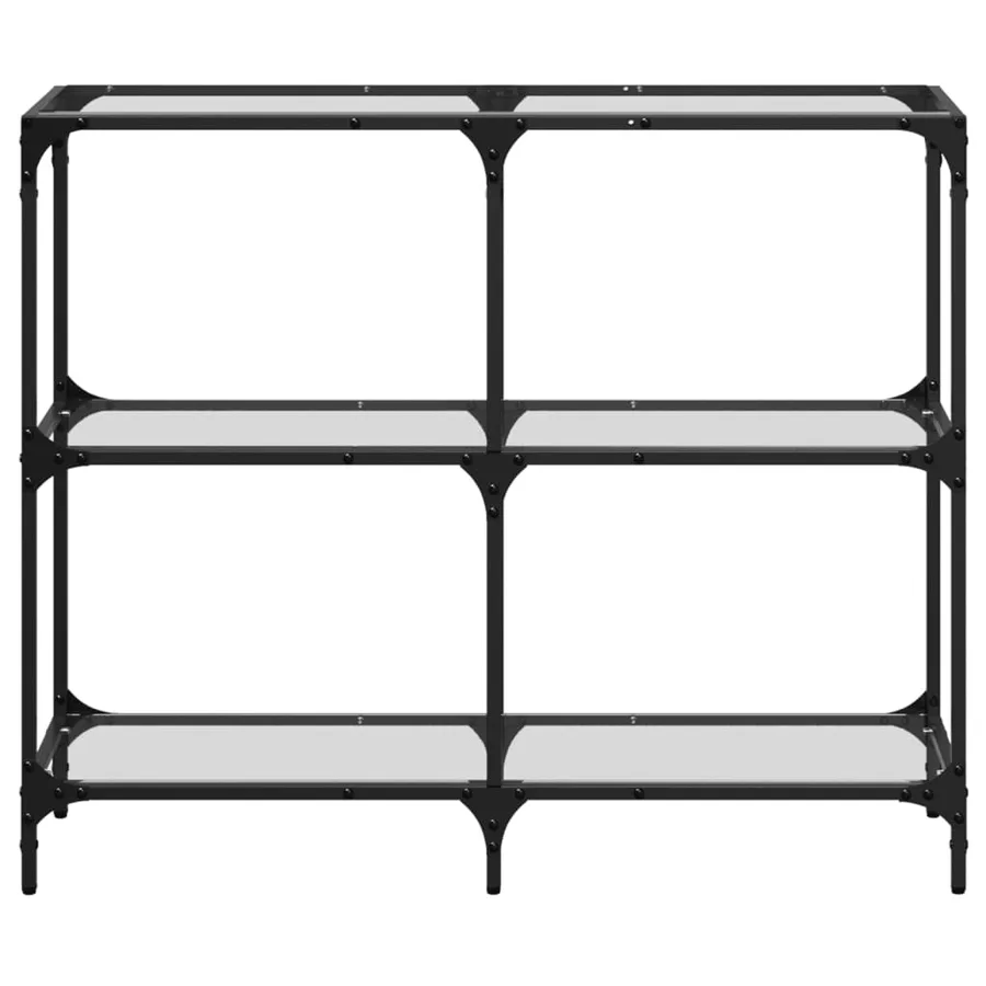Table console avec dessus en verre transparent 98x30x81cm acier - 4