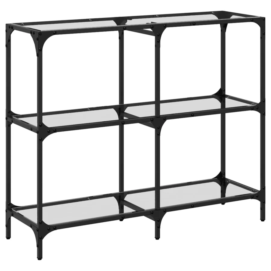 Table console avec dessus en verre transparent 98x30x81cm acier - 6