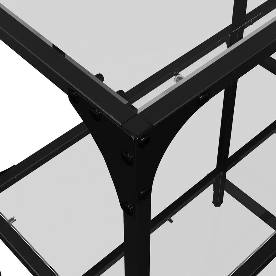 Table console avec dessus en verre transparent 98x30x81cm acier - 8
