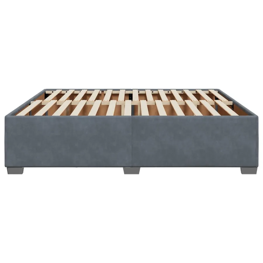 Cadre de lit sans matelas gris foncé 200x200 cm velours - 5