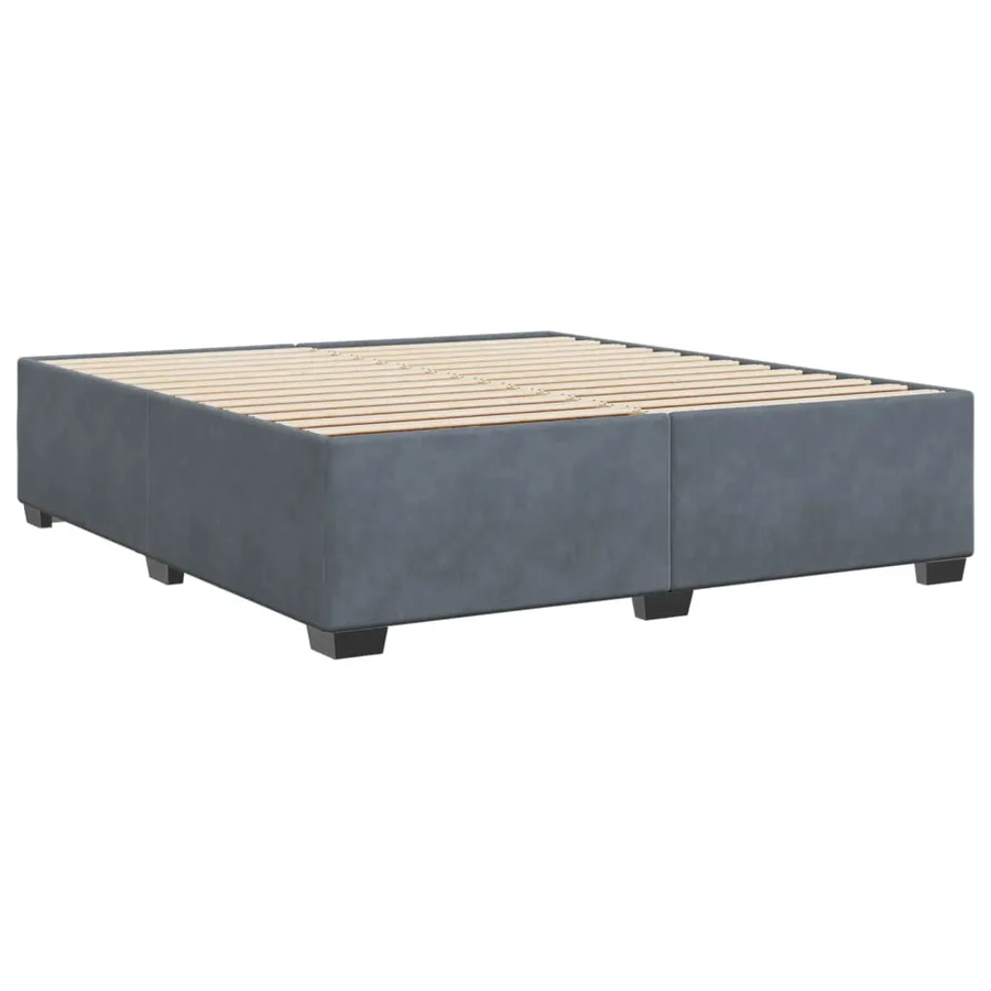 Cadre de lit sans matelas gris foncé 200x200 cm velours - 6
