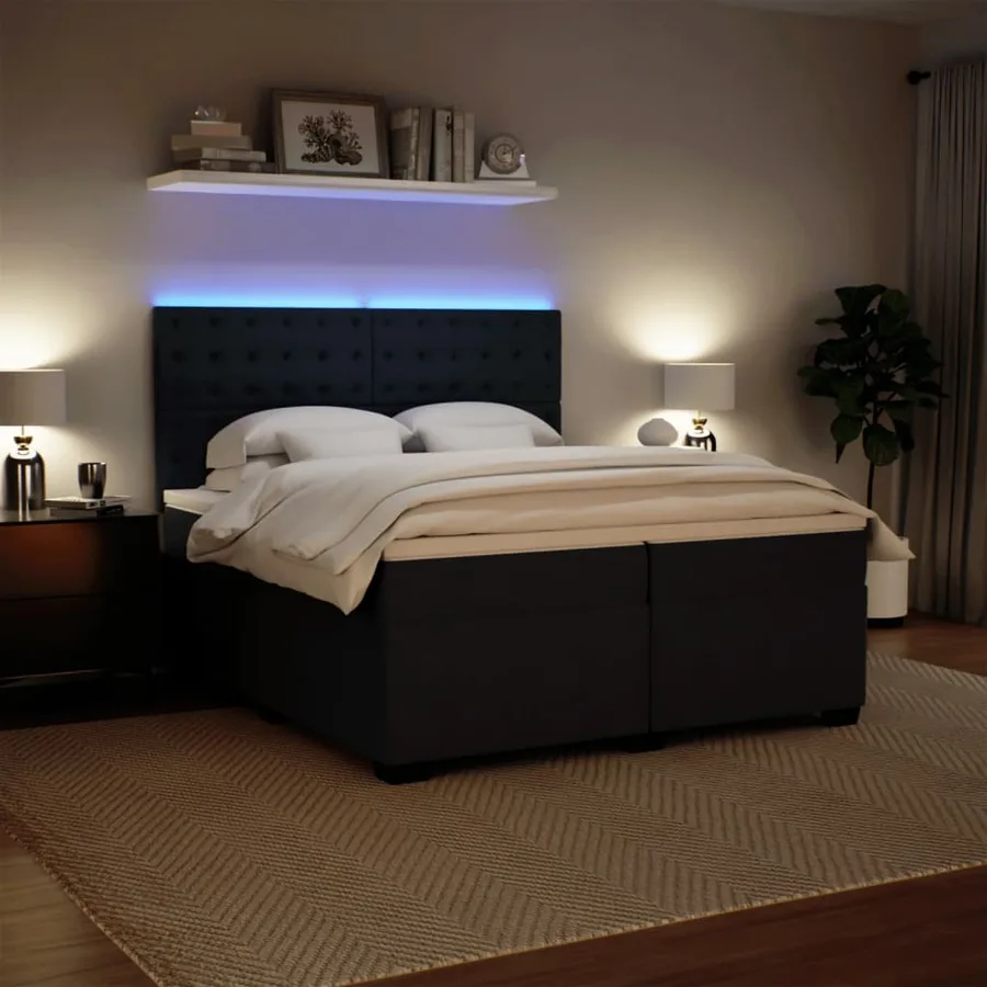 Sommier à lattes de lit et matelas Gris foncé 200x200cm Velours - 4