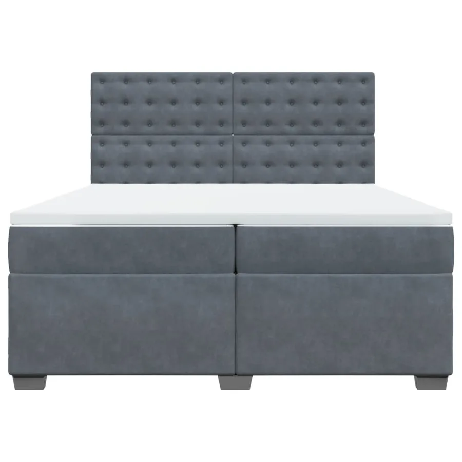 Sommier à lattes de lit et matelas Gris foncé 200x200cm Velours - 6
