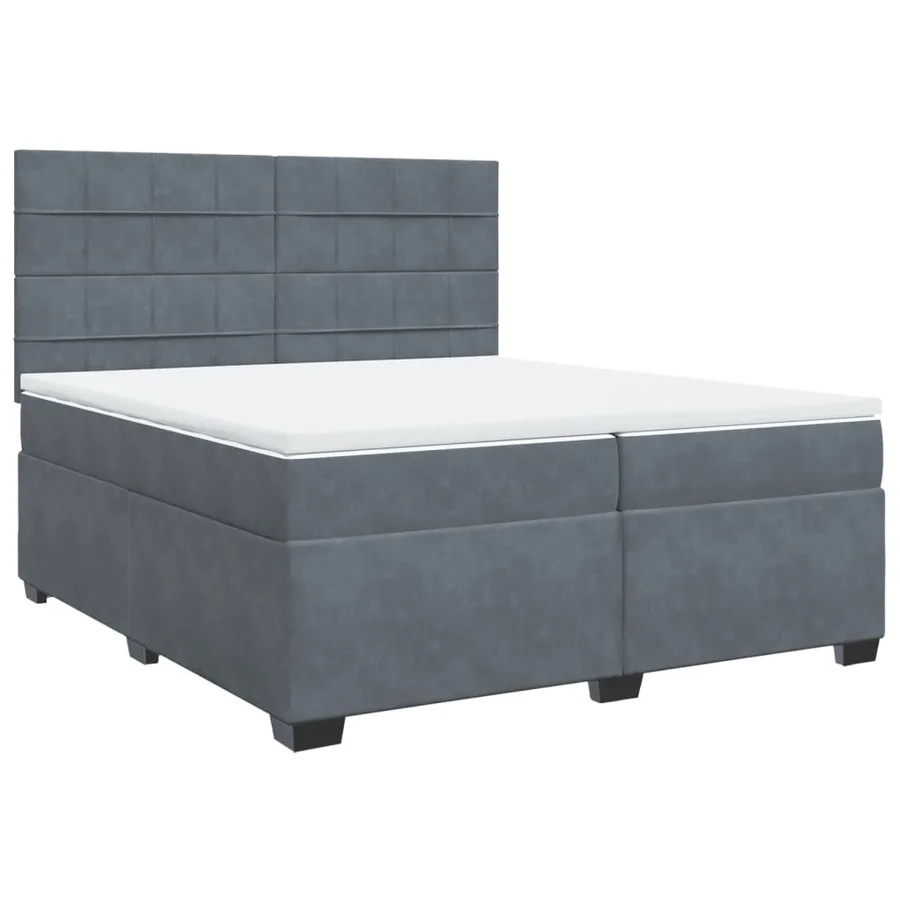 Sommier à lattes de lit et matelas Gris foncé 200x200cm Velours - 3