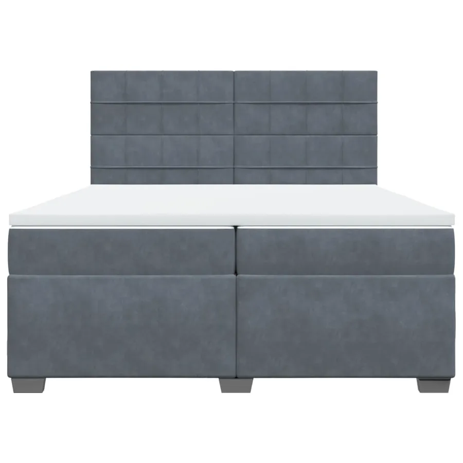 Sommier à lattes de lit et matelas Gris foncé 200x200cm Velours - 6