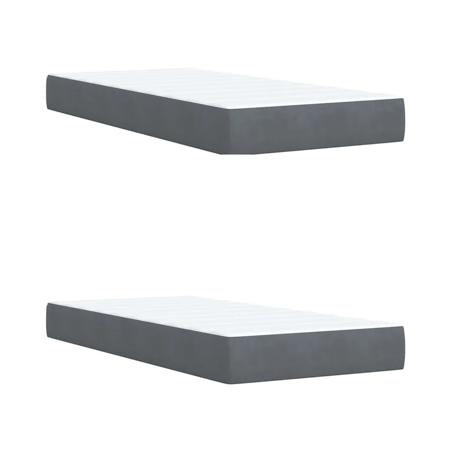 Sommier à lattes de lit et matelas Gris foncé 200x200cm Velours - 9