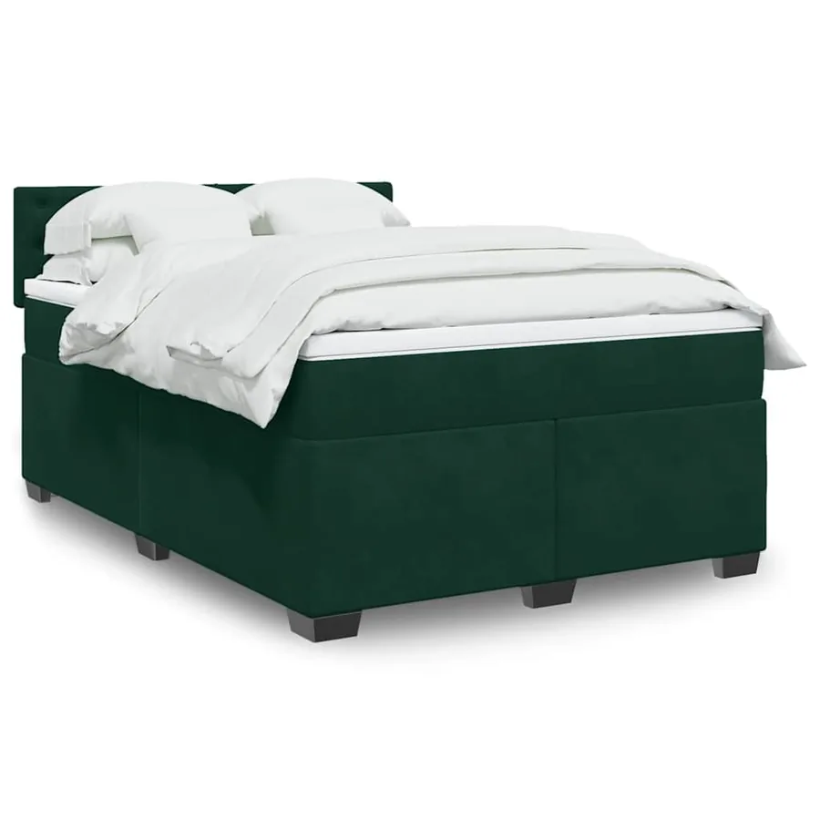 Sommier à lattes de lit et matelas Vert foncé 140x190cm Velours