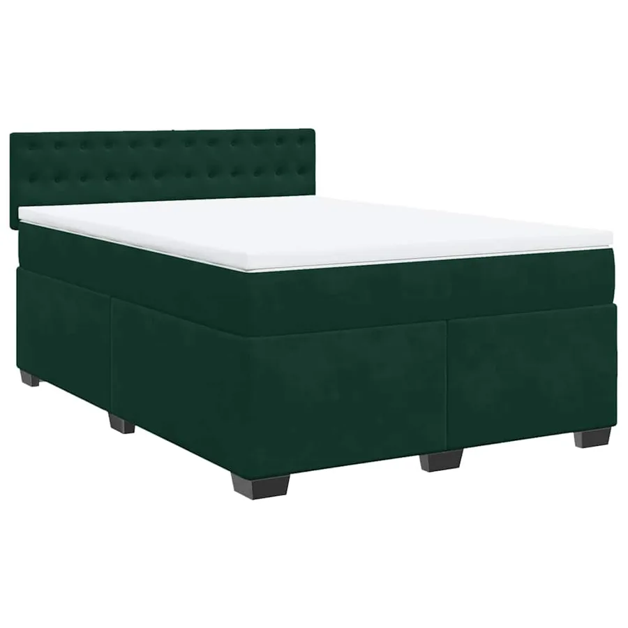 Sommier à lattes de lit et matelas Vert foncé 140x190cm Velours - 3