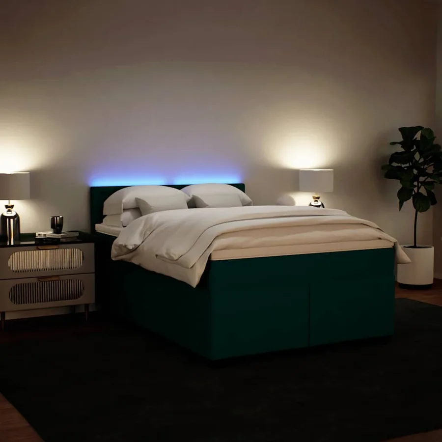 Sommier à lattes de lit et matelas Vert foncé 140x190cm Velours - 4