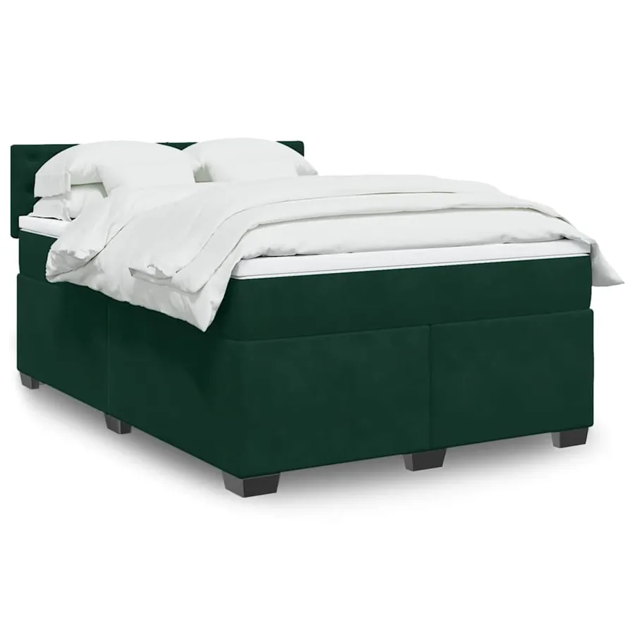 Sommier à lattes de lit et matelas Vert foncé 140x190cm Velours