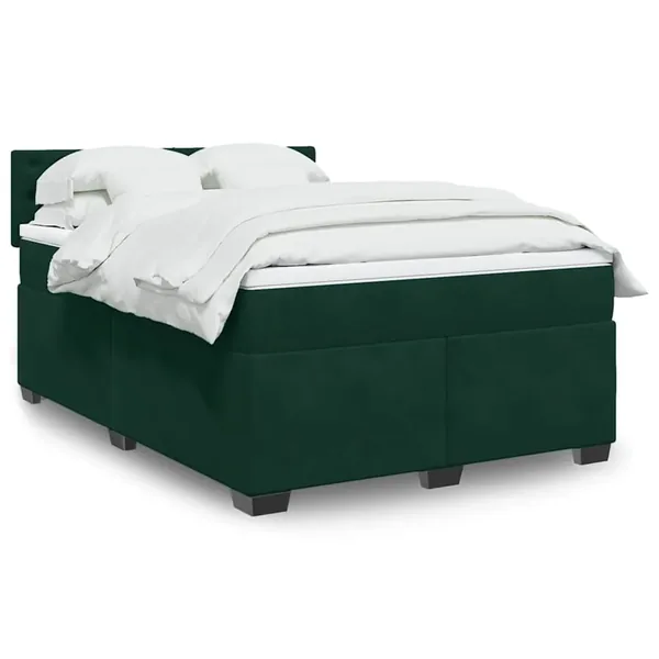 Sommier à lattes de lit et matelas Vert foncé 140x190cm Velours