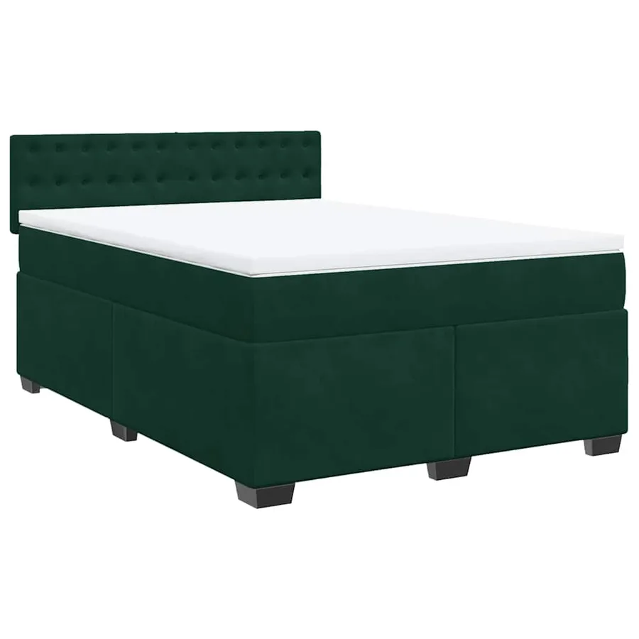 Sommier à lattes de lit et matelas Vert foncé 140x190cm Velours - 2
