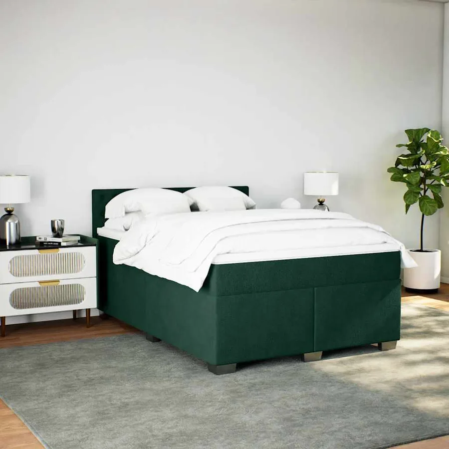 Sommier à lattes de lit et matelas Vert foncé 140x190cm Velours - 3