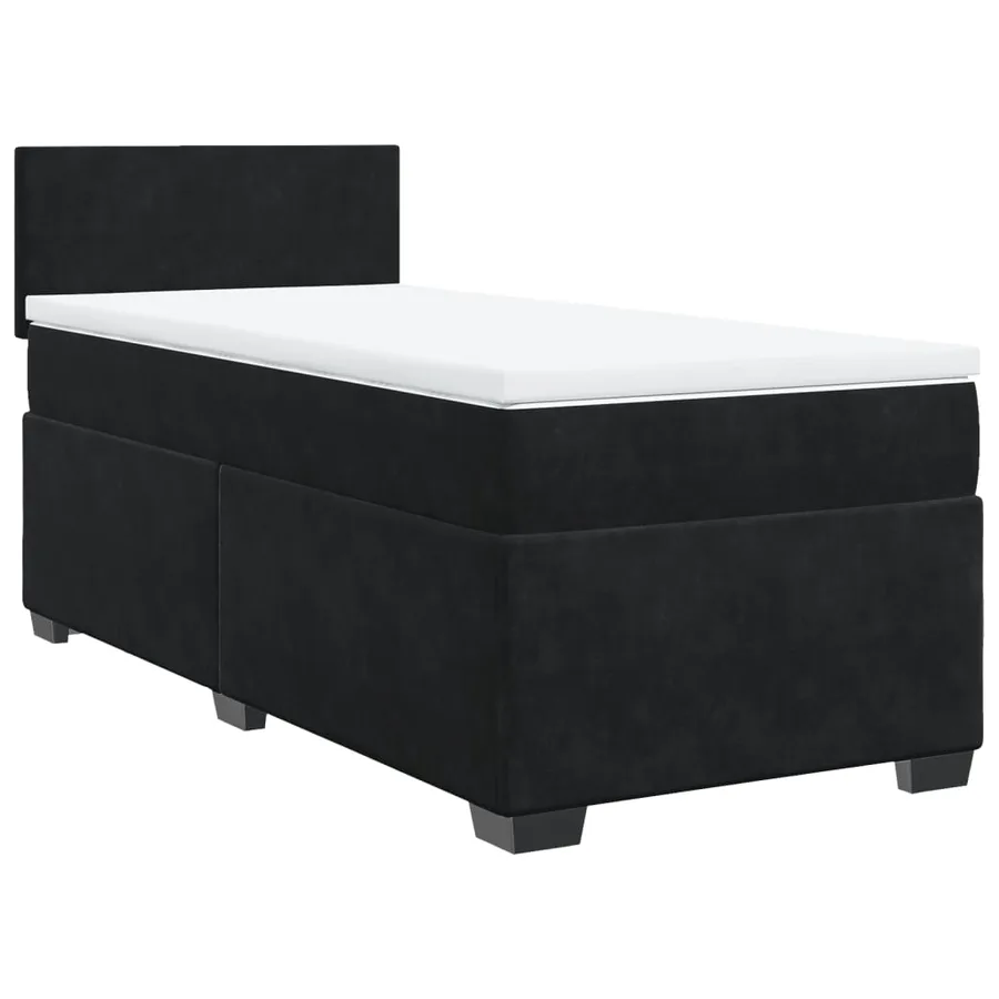 Sommier à lattes de lit avec matelas Noir 100x200 cm Velours - 2