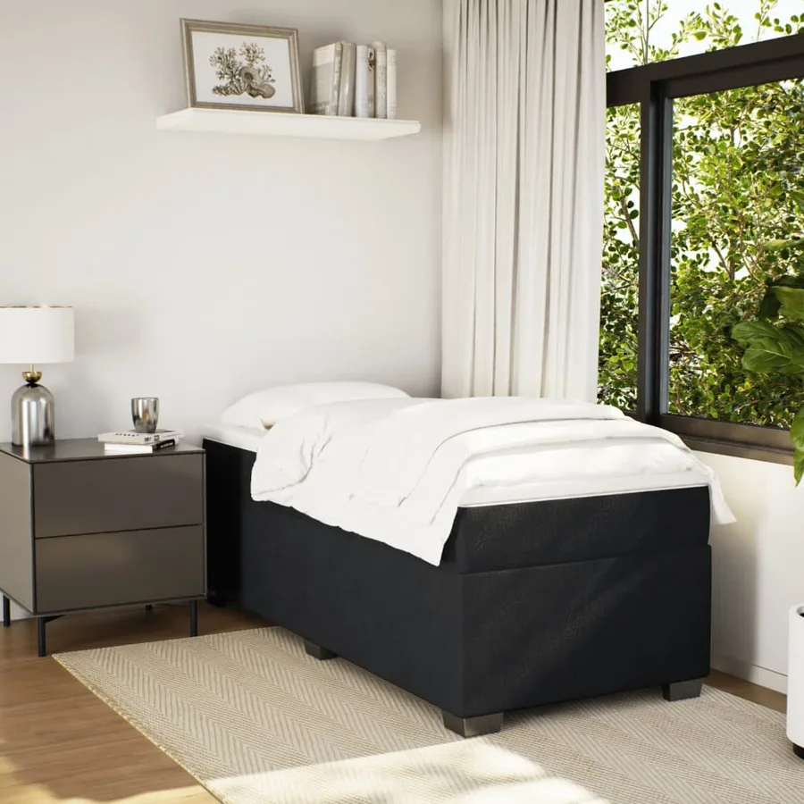 Sommier à lattes de lit avec matelas Noir 100x200 cm Velours - 3