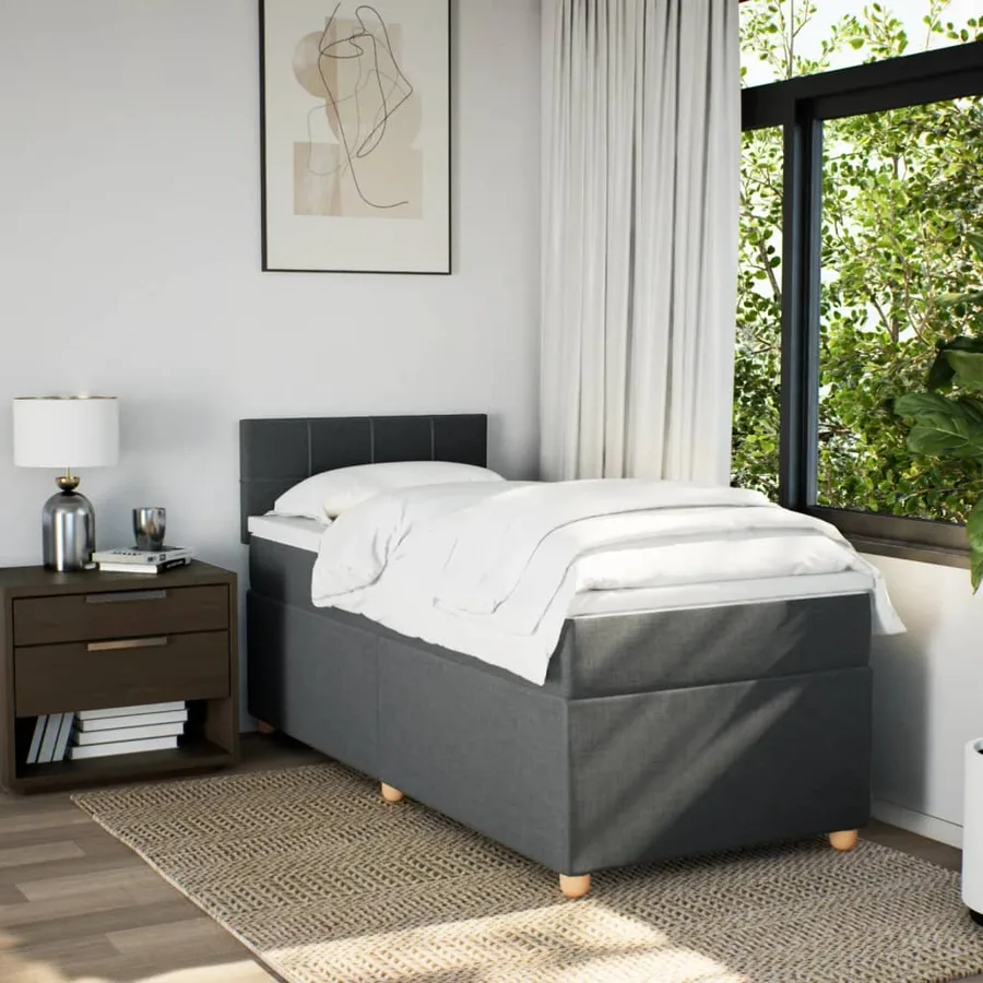 Sommier à lattes de lit avec matelas Gris foncé 80x200 cm Tissu - 3