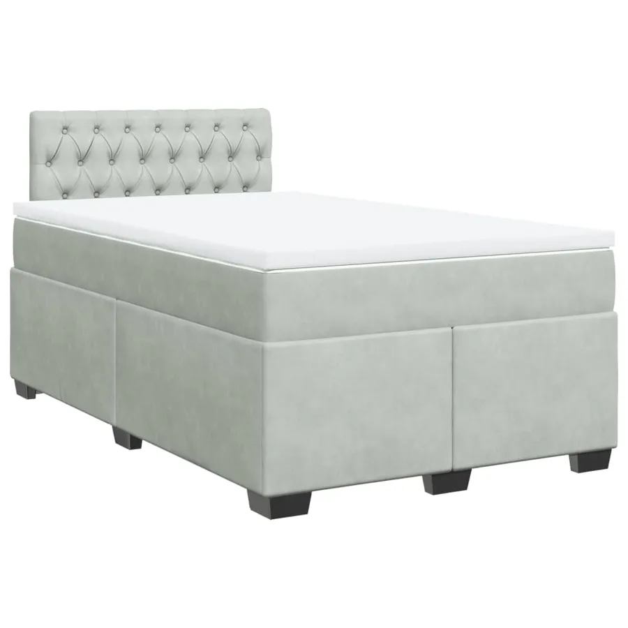 Sommier à lattes de lit et matelas gris clair 120x190cm velours - 2