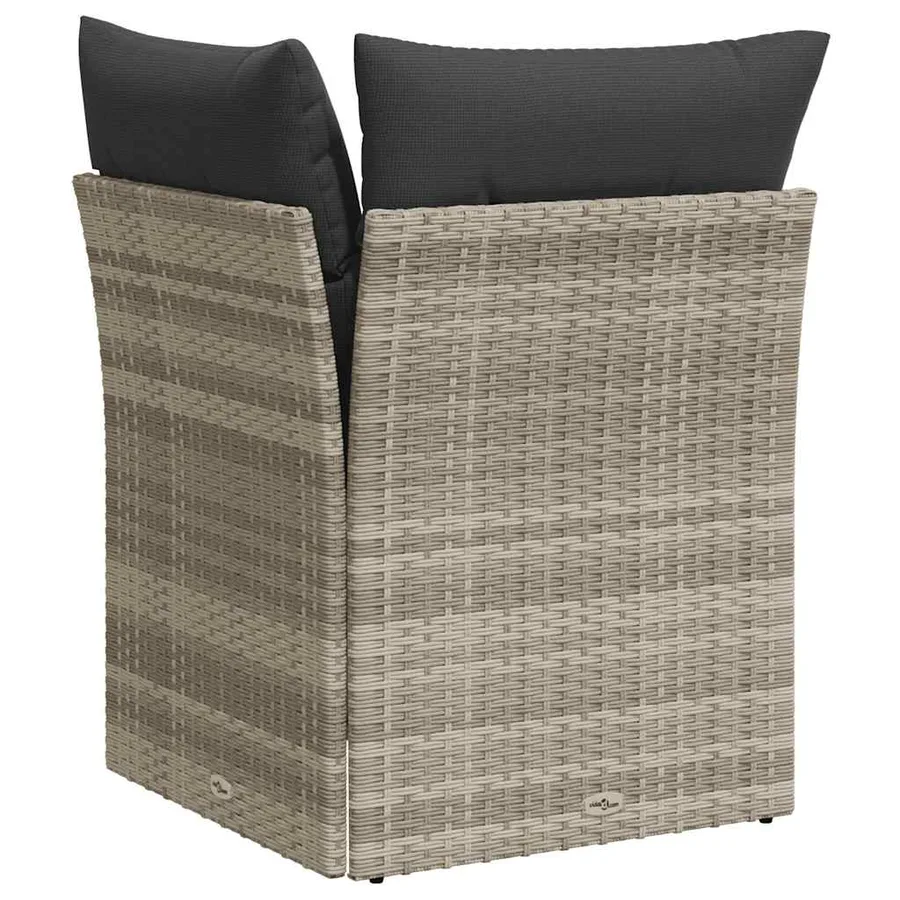 Canapé d'angle de jardin et coussins gris clair résine tressée - 6