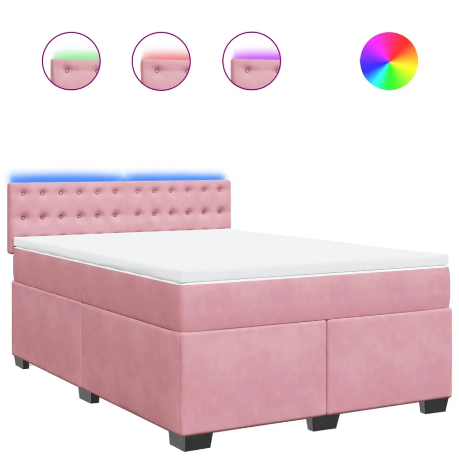 Sommier à lattes de lit avec matelas Rose 140x190 cm Velours - 2