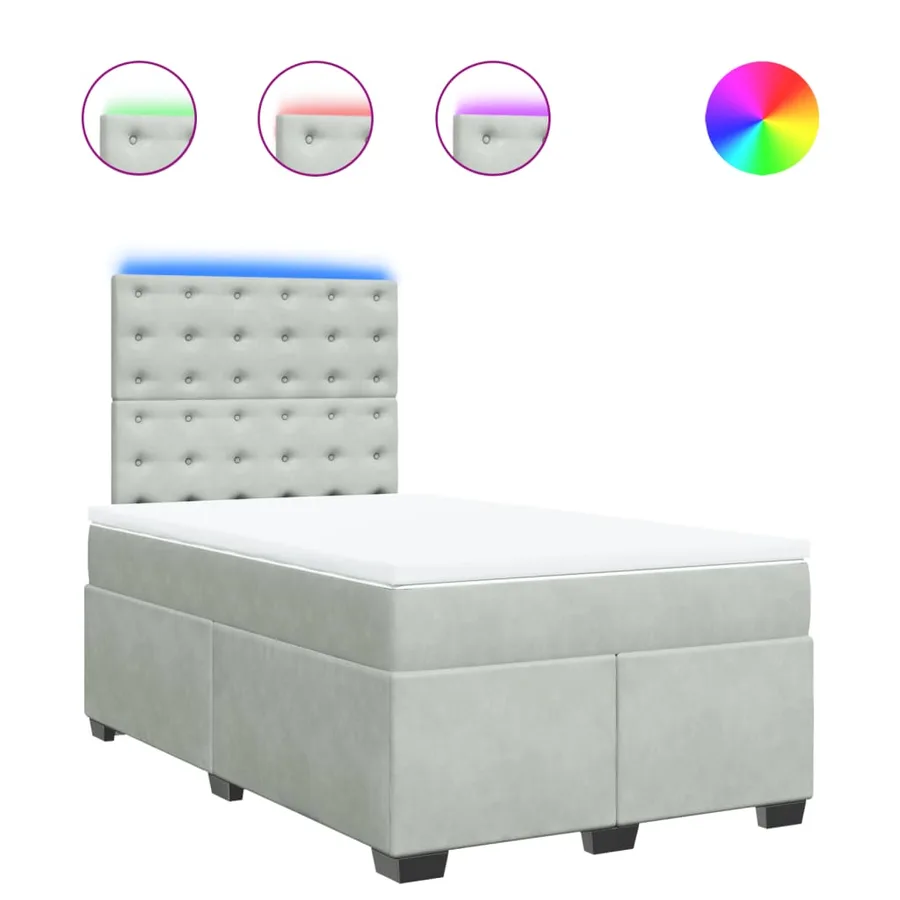 Sommier à lattes de lit et matelas Gris clair 120x200cm Velours - 2