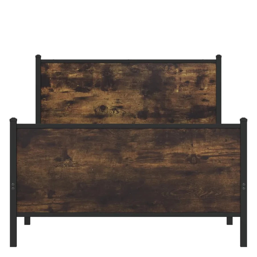 Cadre de lit en métal sans matelas chêne fumé 107x203 cm - 5