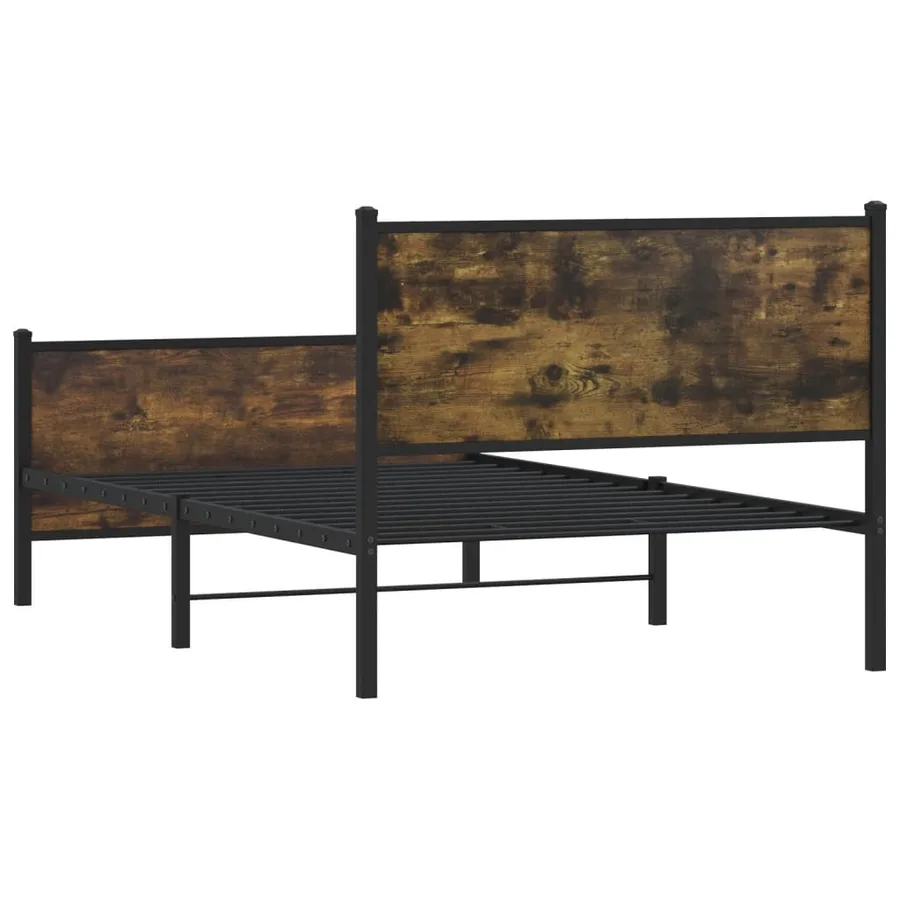 Cadre de lit en métal sans matelas chêne fumé 107x203 cm - 7