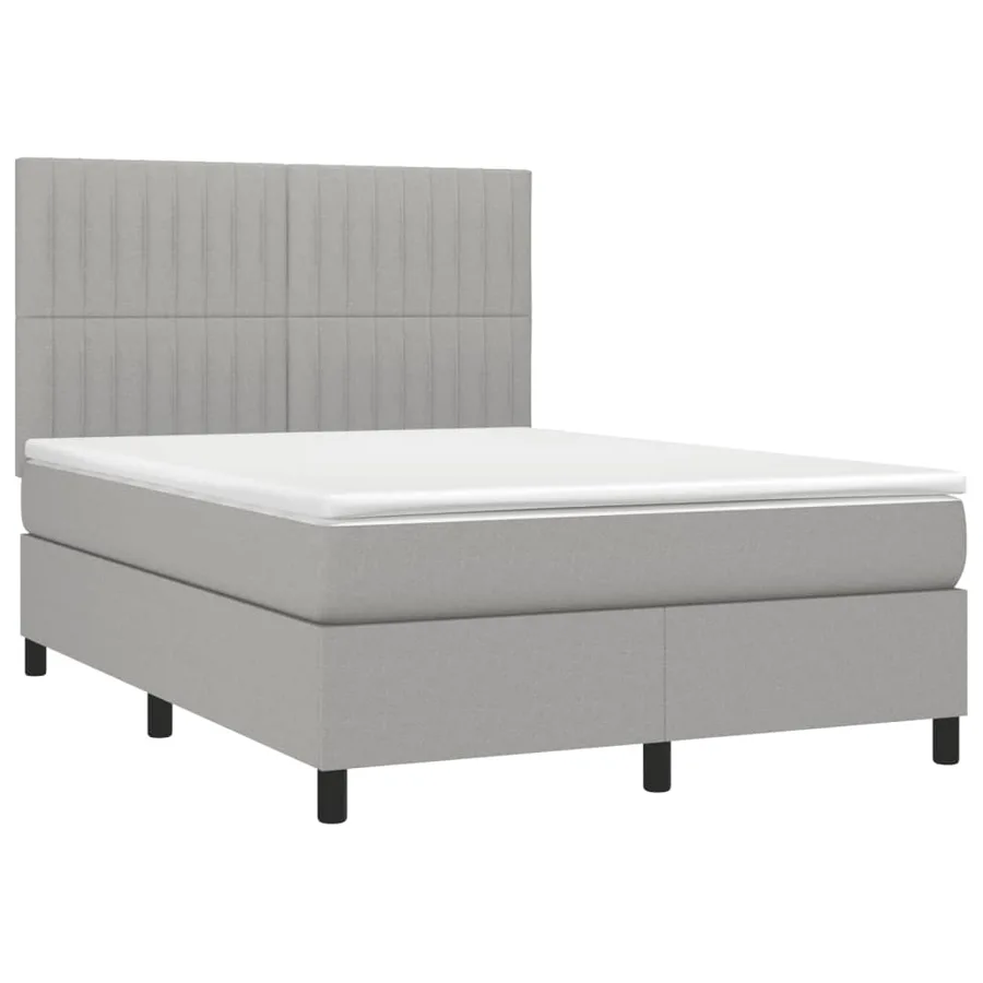 Sommier à lattes de lit avec matelas Gris clair 140x190cm Tissu - 3