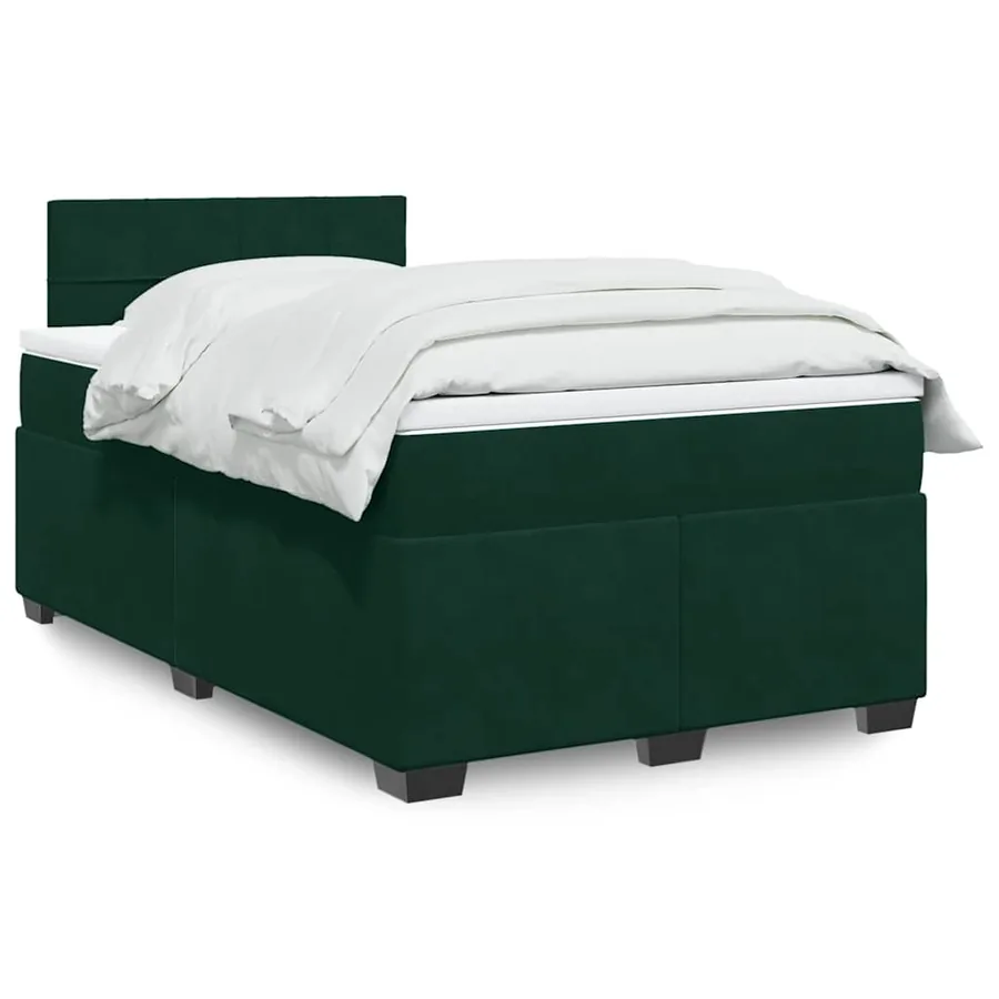 Sommier à lattes de lit et matelas Vert foncé 120x200cm Velours