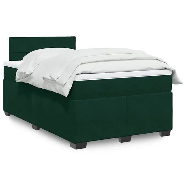 Sommier à lattes de lit et matelas Vert foncé 120x200cm Velours