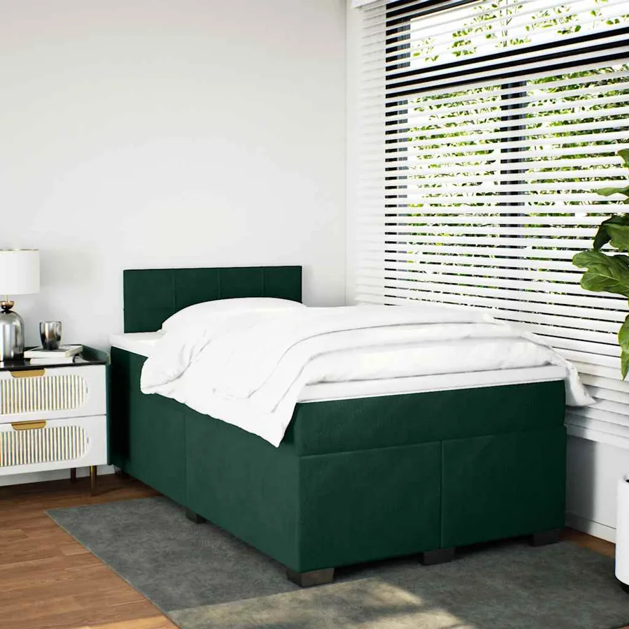 Sommier à lattes de lit et matelas Vert foncé 120x200cm Velours - 3