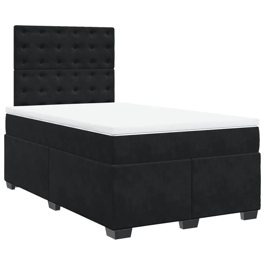 Sommier à lattes de lit avec matelas Noir 120x200 cm Velours - 3