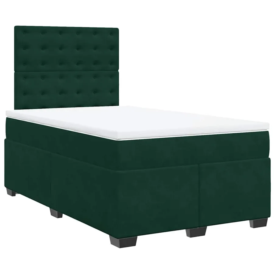 Sommier à lattes de lit avec matelas vert foncé 120x190 cm - 2