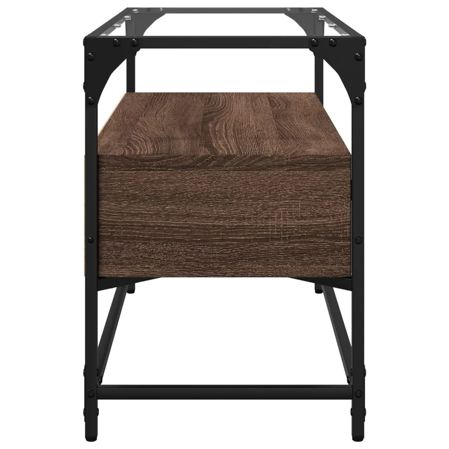 Meuble TV avec dessus en verre chêne marron bois d'ingénierie - 5