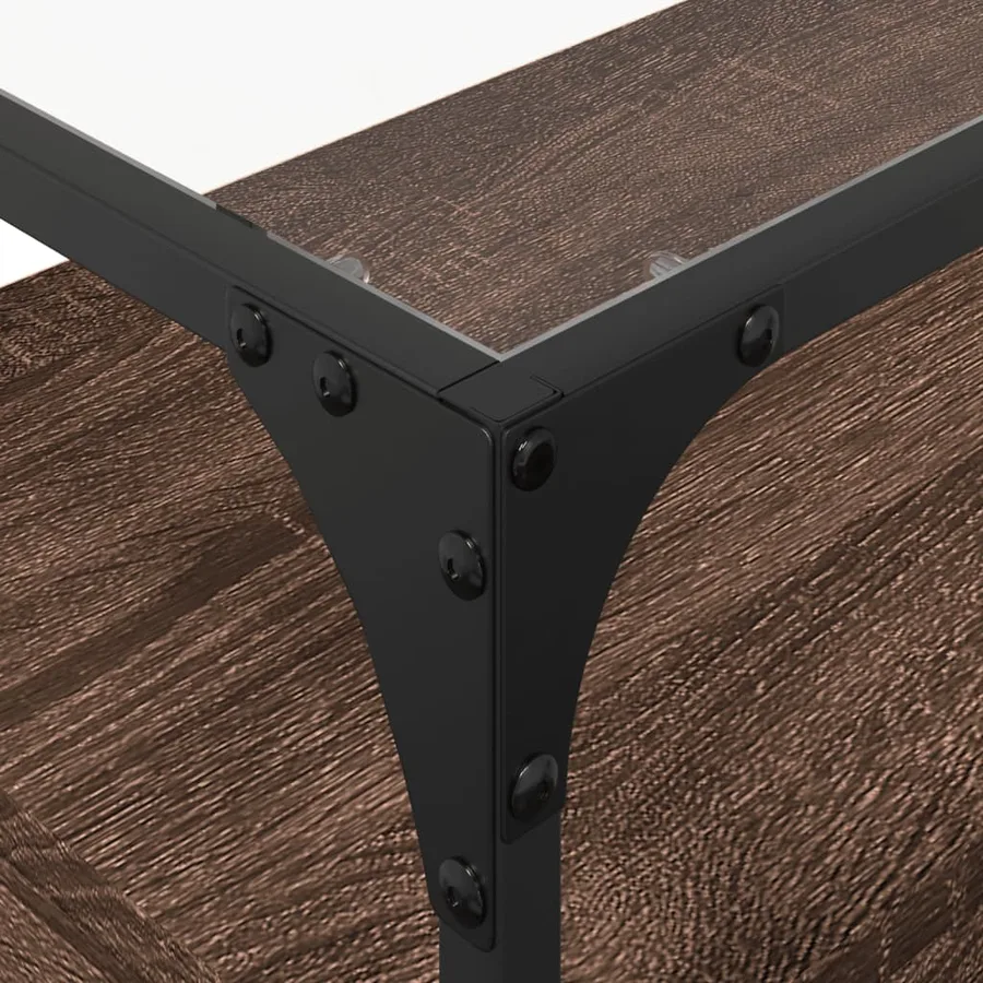 Meuble TV avec dessus en verre chêne marron bois d'ingénierie - 8