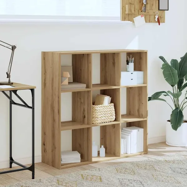 Bibliothèque chêne artisanal 102x32x102 cm bois d'ingénierie