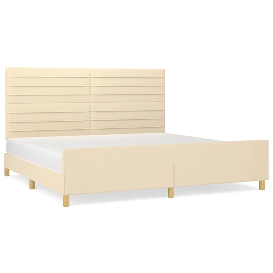 Cadre de lit sans matelas crème 200x200 cm tissu - 2