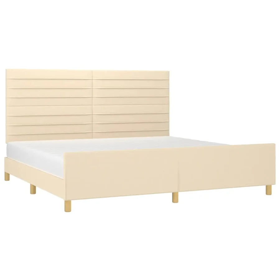 Cadre de lit sans matelas crème 200x200 cm tissu - 3