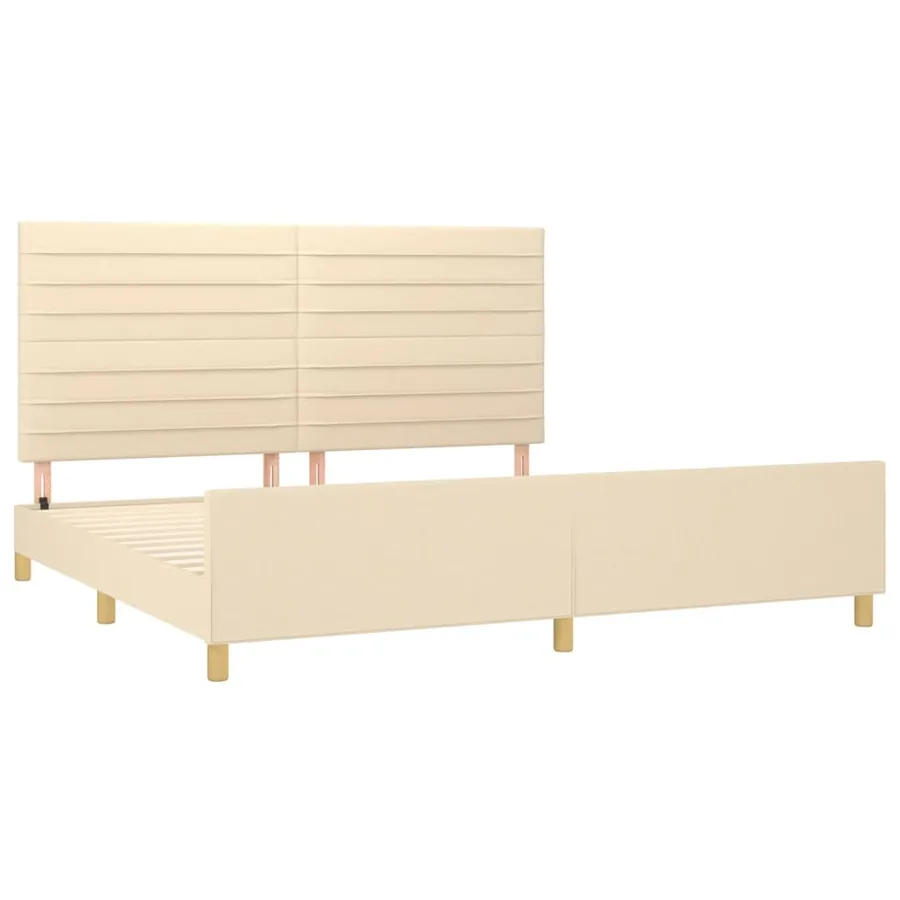 Cadre de lit sans matelas crème 200x200 cm tissu - 4