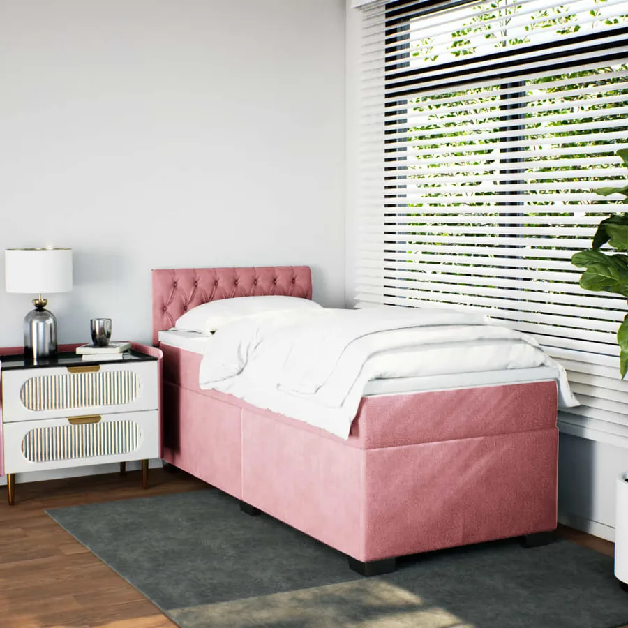Sommier à lattes de lit avec matelas Rose 100x200 cm Velours - 3