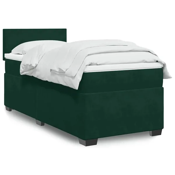 Sommier à lattes de lit avec matelas Vert foncé 100x200 cm