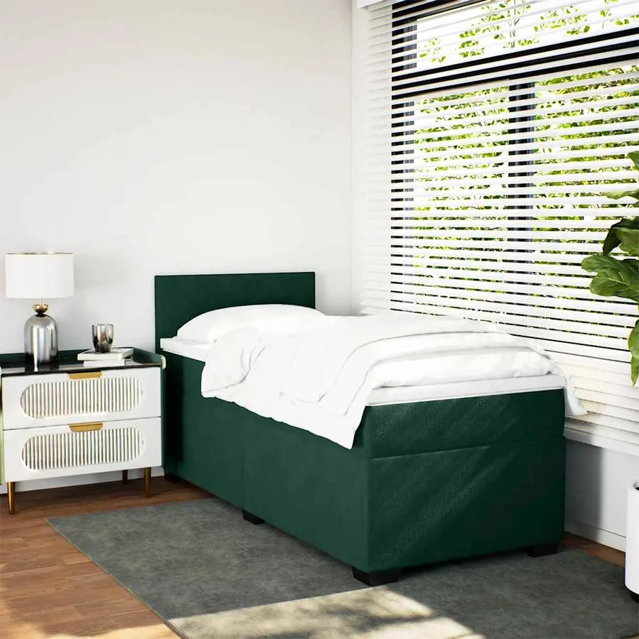 Sommier à lattes de lit avec matelas Vert foncé 100x200 cm - 5