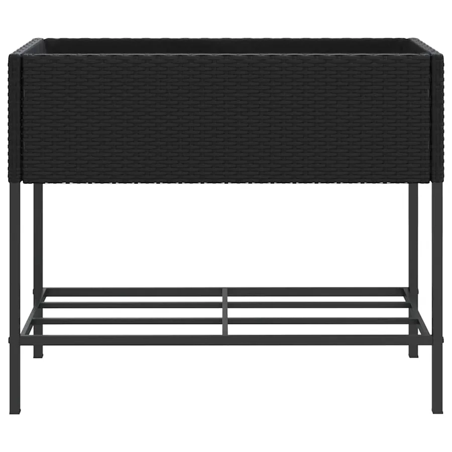 Jardinières avec étagère 2 pcs noir 90x40x75 cm résine tressée - 6
