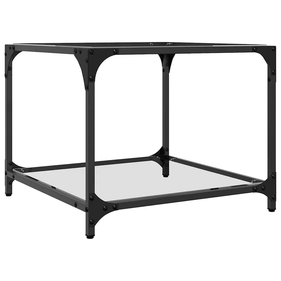 Tables basses avec dessus en verre transparent 2 pcs acier - 6