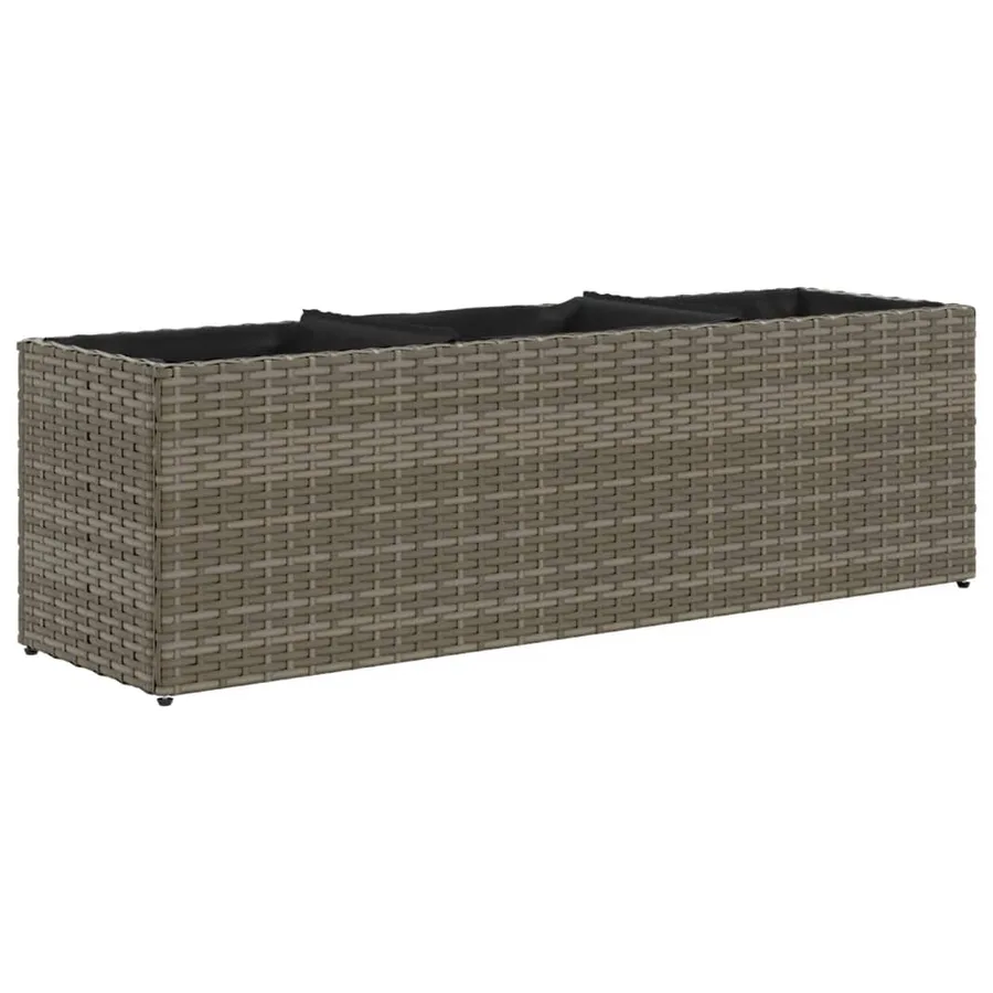 Jardinières avec 3 pots 2 pcs gris 105x30x32 cm résine tressée - 5