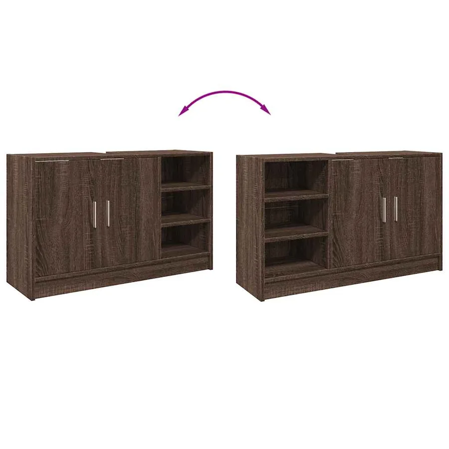 Armoire d'évier chêne marron 90x29x55 cm bois d'ingénierie - 8
