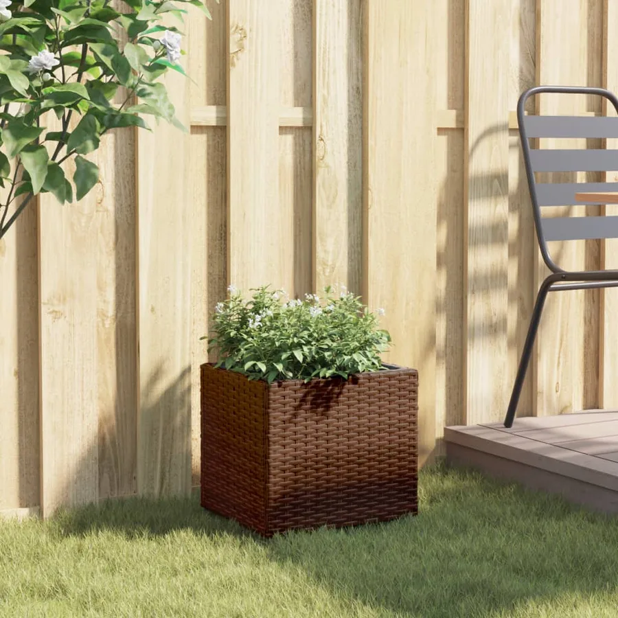 Jardinière marron 36x30x32 cm résine tressée - 3