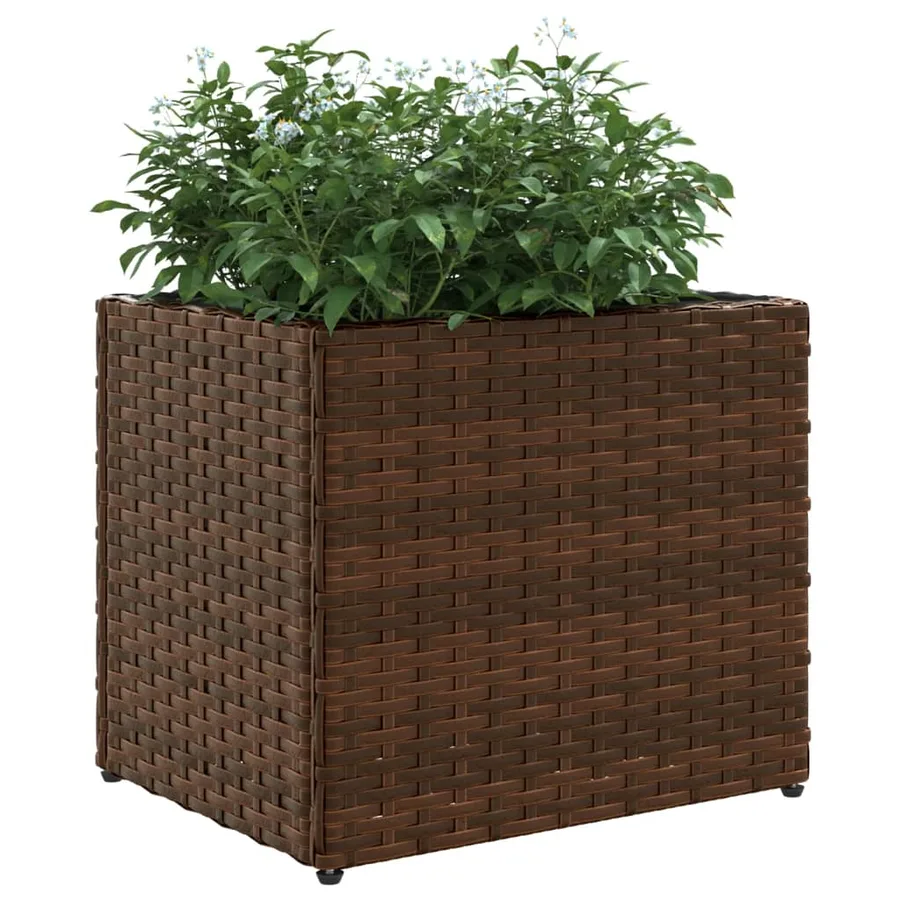 Jardinière marron 36x30x32 cm résine tressée - 4