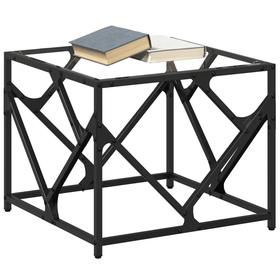 Table basse avec dessus en verre transparent 50x50x41 cm acier - 3