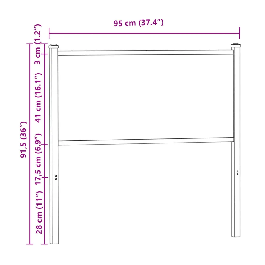 Tête de lit de remplacement chêne fumé 90 cm bois d'ingénierie et acier - 7