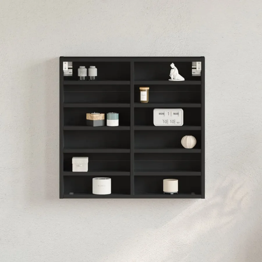 Armoire à vitrine noir 60x8,5x58 cm bois d'ingénierie